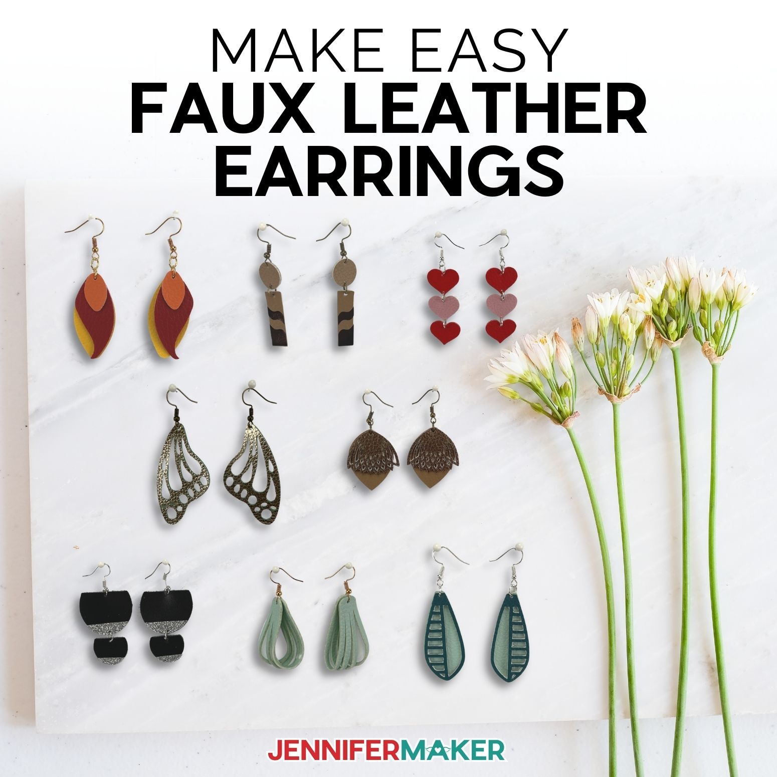 DIY Faux Leather Earrings: 8 Free Fun Styles - Jennifer Maker